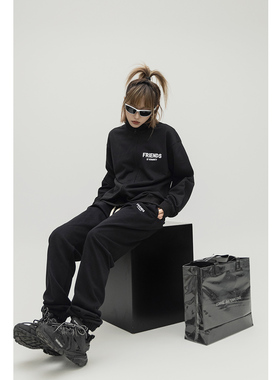 2025秋季字母休闲运动套装女立领开衫卫衣束脚休闲卫裤男