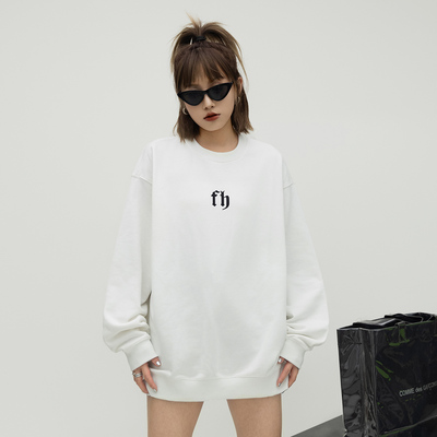 套头圆领卫衣女情侣款上衣