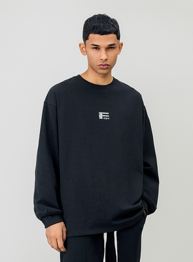 美式高街字母印花圆领长袖T恤男春季新款宽松内搭打底衫上衣