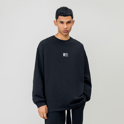 美式高街字母印花圆领长袖T恤男春季新款宽松内搭打底衫上衣