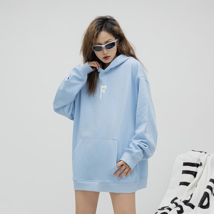 ONE PASS 街头潮牌发泡字母连帽卫衣男女款春季新款宽松嘻哈上衣