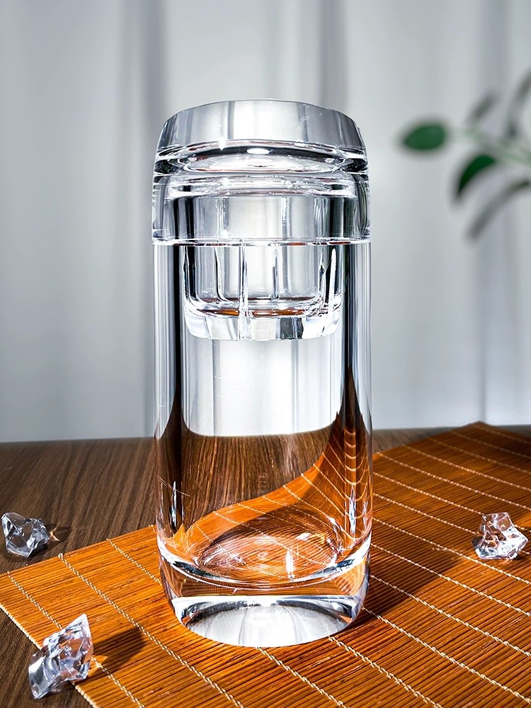 天然原石水晶杯办公泡茶水杯子经典直角款高端茶具300毫升