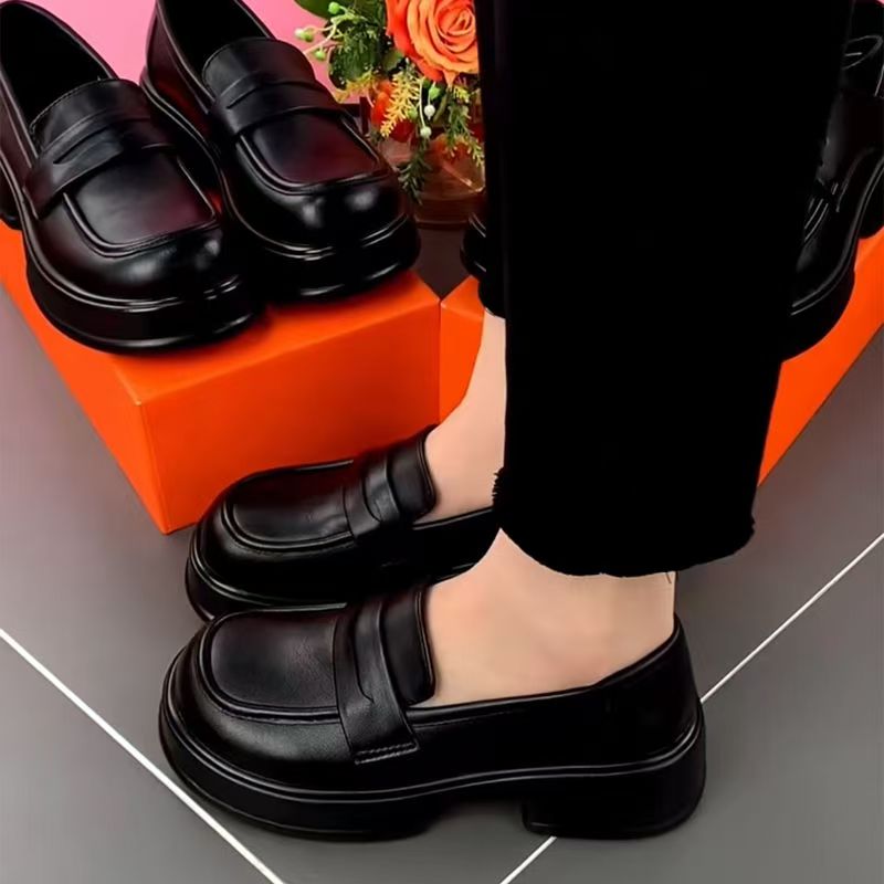 圆头英伦一脚蹬春秋乐福鞋女