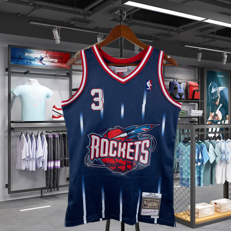 美版 sw 96/97赛季 火箭队34号 奥拉朱旺 球衣 3号 弗朗西斯 热压
