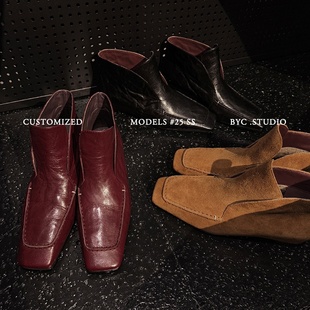 AILI 英伦风真皮短靴女2025年秋冬新款 ins潮小众单靴设计师款