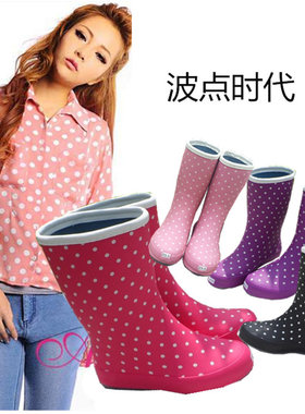 时尚百搭女士水鞋雨鞋中筒雨靴