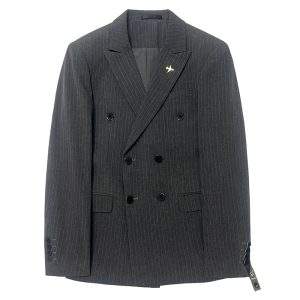 高品质 西装男士商务职业双排扣条纹西服新郎礼服 DX6667-P140图片