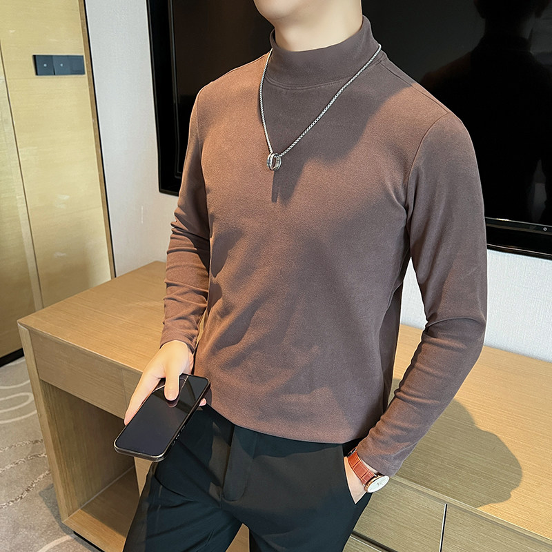 双面绒德绒长袖t恤男士半高领内搭弹力修身体恤打底衫CT6617-P40,男装T恤,星座197
