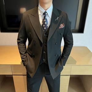 新款 高品质 大码西装男套装双排扣新郎结婚礼服正品SJT2404-P210图片
