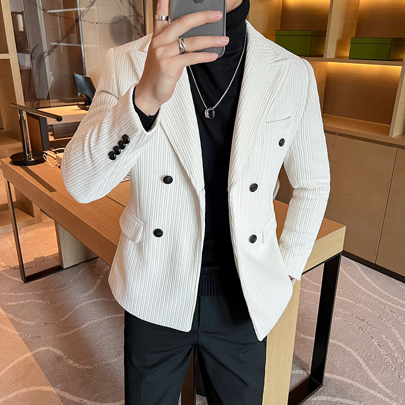 高品质雪尼尔英伦商务男士西装双排气质西服外套帅DX2405-P155,男装西服套装,星座197