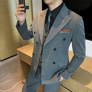2025 高品质 大码西装男套装双排扣新郎结婚礼服正品SJT2404-P210图片
