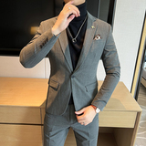 一粒扣西装男套装男士修身条纹西服正装新郎结婚礼服LJT6668-P205，男装西服套装，星座197