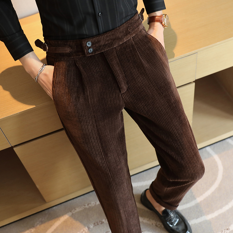 高品质雪尼尔男士修身那不勒斯高腰长裤高级感西装裤XK2405-P85，男装西服套装，星座197