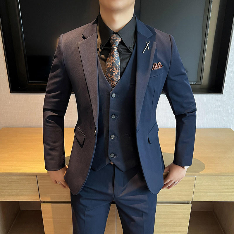 新款高品质大码男装结婚新郎套装商务套装三件套潮SJT2401-P210,男装休闲套装,星座197