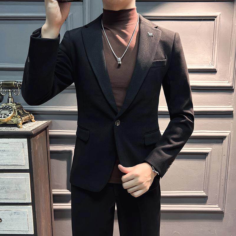 高品质新款毛呢加厚保暖西装男套装暗条纹卡其西服DX5516-P155,男装西服,星座197