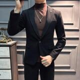 高品质新款毛呢加厚保暖西装男套装暗条纹卡其西服DX5516-P155，男装西服，星座197