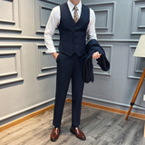 高品质条纹马甲男通勤职业婚礼马夹藏青色单件马甲MJ2501-P60，男装背心/马甲，星座197