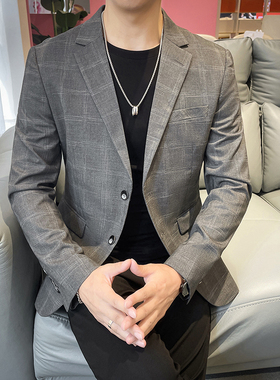 2025新款格子西装外套韩版潮休闲修身千鸟格西装上衣DX1809-P135