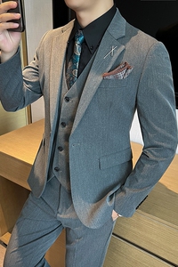 新款 高品质 大码男装结婚新郎套装商务套装三件套潮SJT2401-P210图片