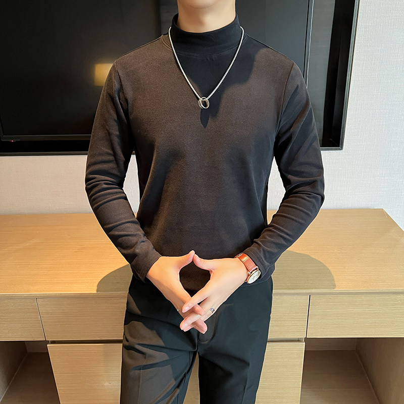 双面绒德绒长袖t恤男士半高领内搭弹力修身体恤打底衫CT6617-P40图片