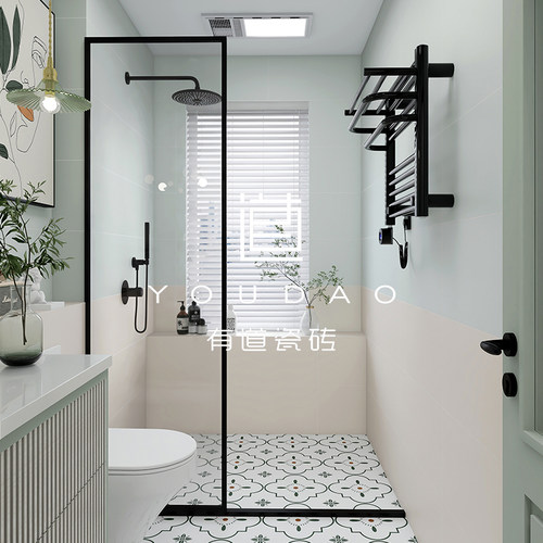 莫兰迪纯色砖厨房卫生间墙砖地砖