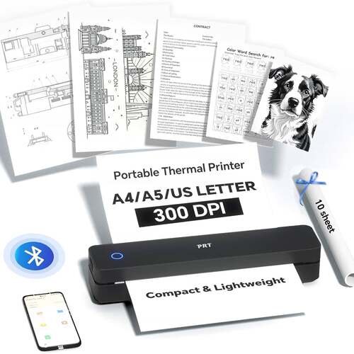 便携式热敏打印机A4/A5/US信纸300DPI蓝牙无线