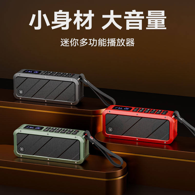 琅韵D83超重低音无线蓝牙音箱便携FM收音数字点歌录音删除双喇叭