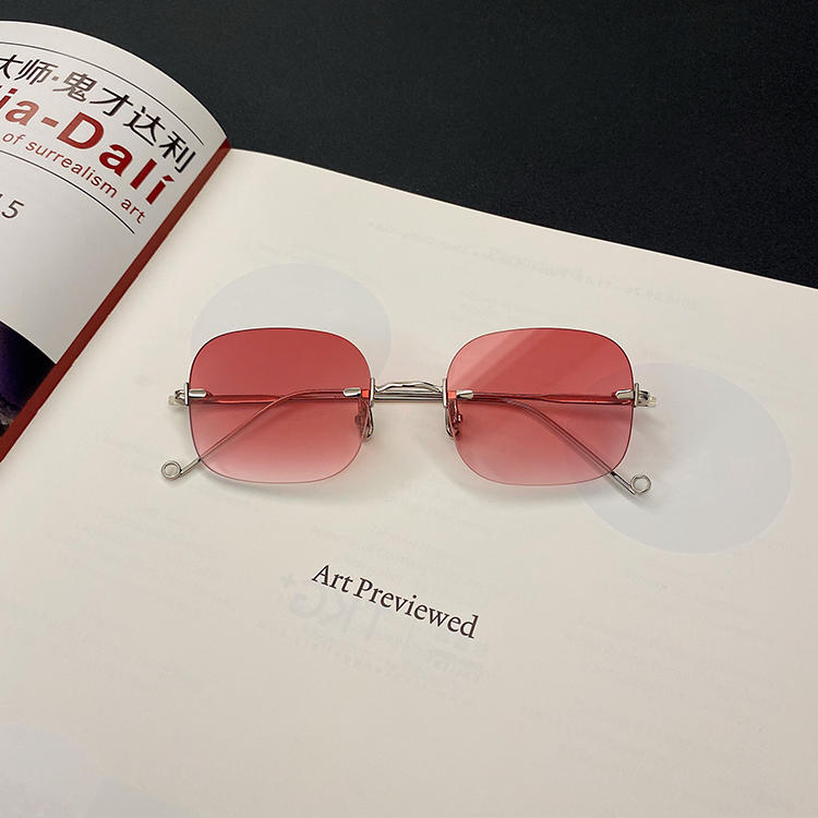 jennie黄子韬明星同款无框墨镜复古时尚金属方形太阳眼镜