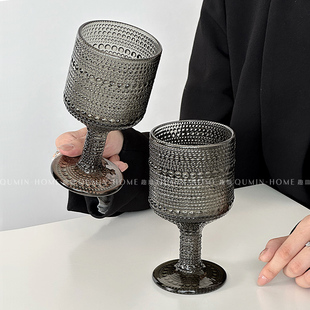 星河 扮澄澈 ins风珠点浮雕高脚杯复古高颜值红酒杯子 装 Qumin