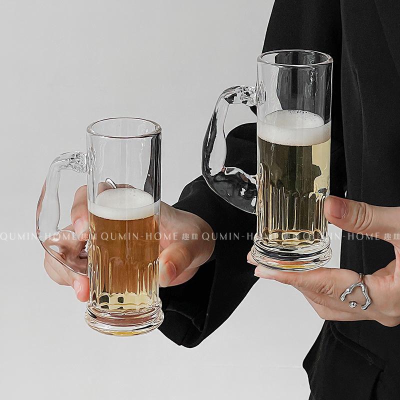 ins风果汁杯带把大容量玻璃杯