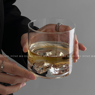 ins风山脉杯玻璃水杯子家用高级感威士忌酒杯啤酒饮料果汁咖啡杯
