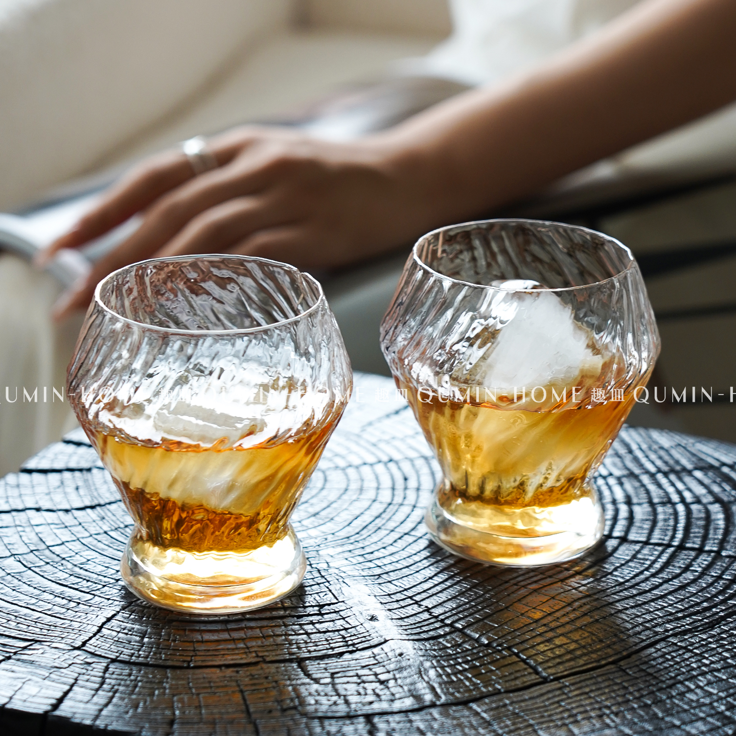 趣皿创意冰纹杯玻璃杯冷饮果汁杯特调鸡尾酒杯果汁杯拿铁咖啡杯