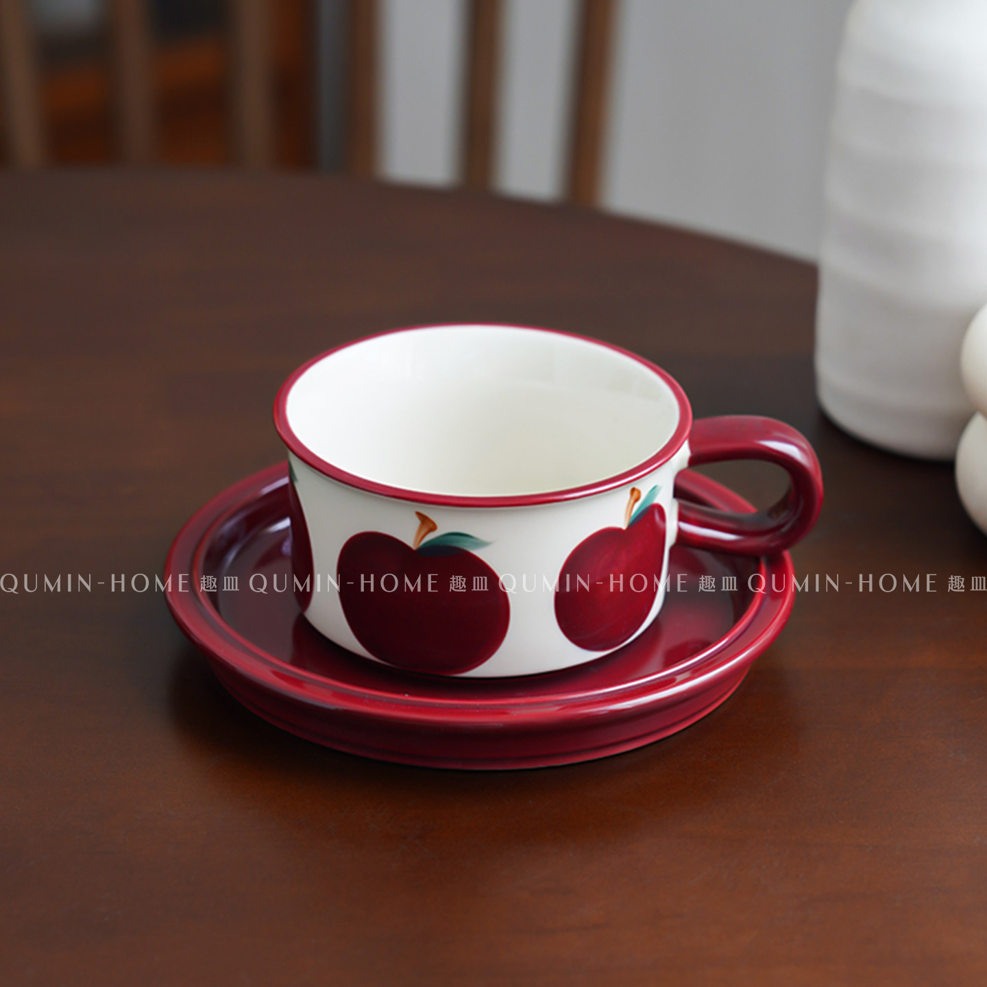 趣皿苹果陶瓷杯咖啡杯碟套装家用牛奶拿铁拉花杯早餐杯喝水杯子,餐饮具,咖啡杯,淘宝优惠券,粉丝福利购,淘宝优惠卷