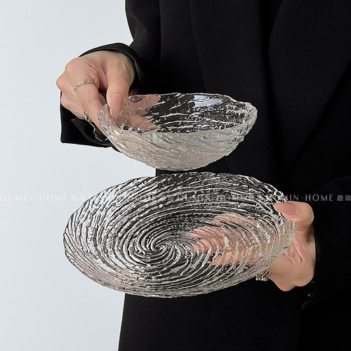 客厅轻奢高档水果透明玻璃盘子