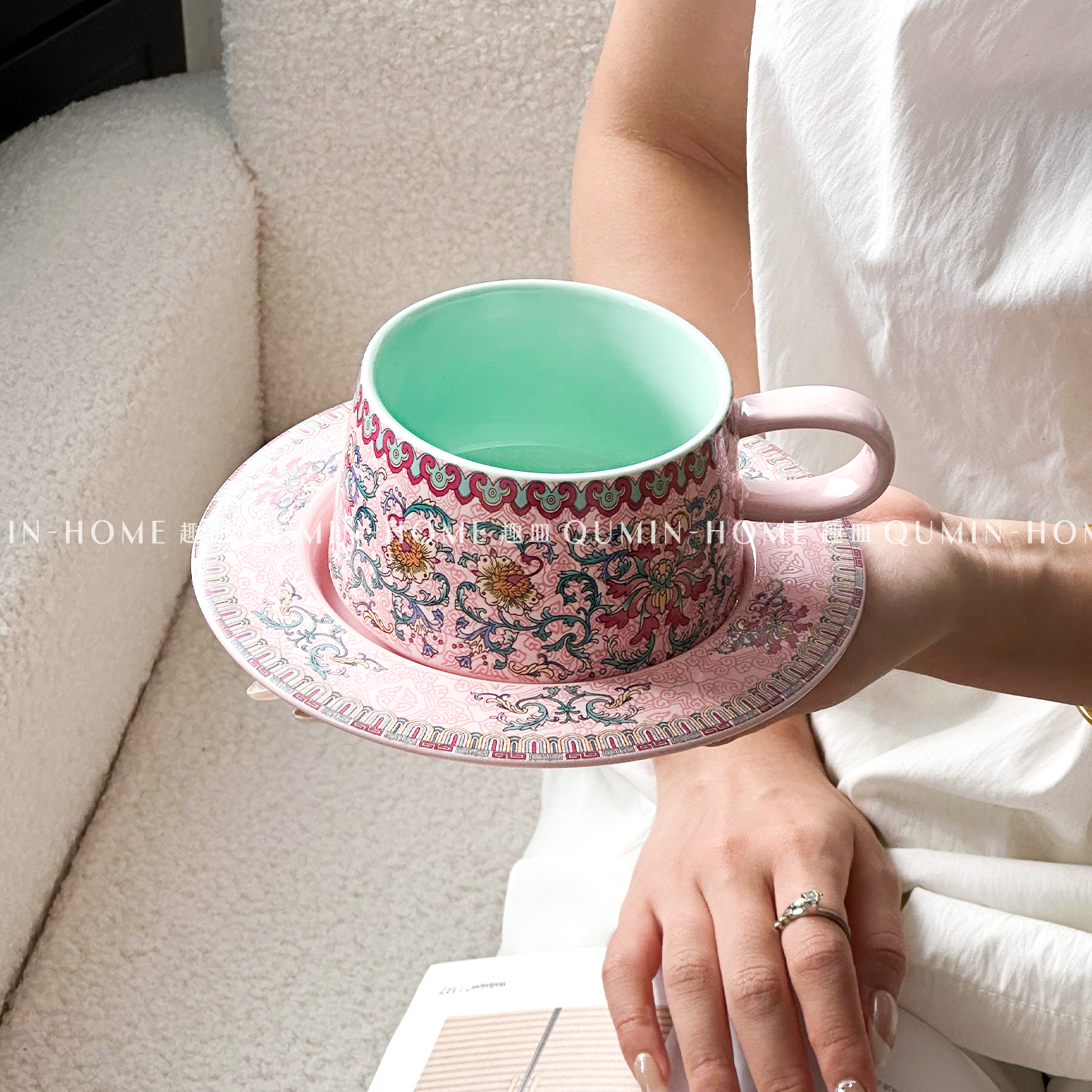 趣皿复古咖啡杯碟套装高颜值陶瓷杯女生下午茶杯拿铁杯精致伴手礼