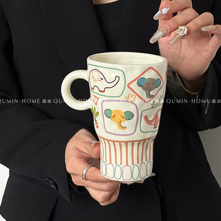 趣皿可爱陶瓷杯卡通马克杯家用办公室大容量咖啡杯情侣水杯牛奶杯