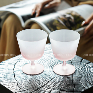 趣皿高级感磨砂矮脚玻璃杯饮品杯家用微醺酒杯特调鸡尾酒杯冷饮杯