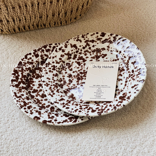 趣皿ins陶瓷泼墨早餐盘沙拉盘家用菜盘点心甜品盘子平盘摆放盘