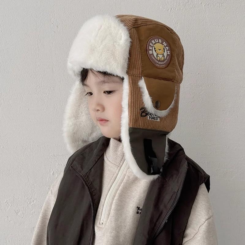 毛绒雷锋帽加厚保暖可爱熊猫秋冬季宝宝护耳套头帽儿童防风保暖帽