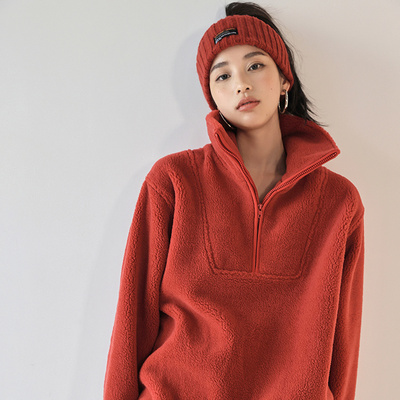 加厚加绒休闲宽松翻领上衣