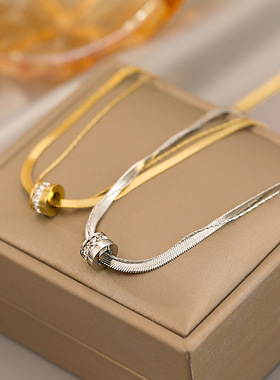 日韩简约精致钛钢不褪色双层蛇骨链小众设计高级感锁骨链夏季颈链