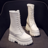 内增高小个子厚底短靴34码 英伦风马丁靴女春季 2025年新款 中筒靴子