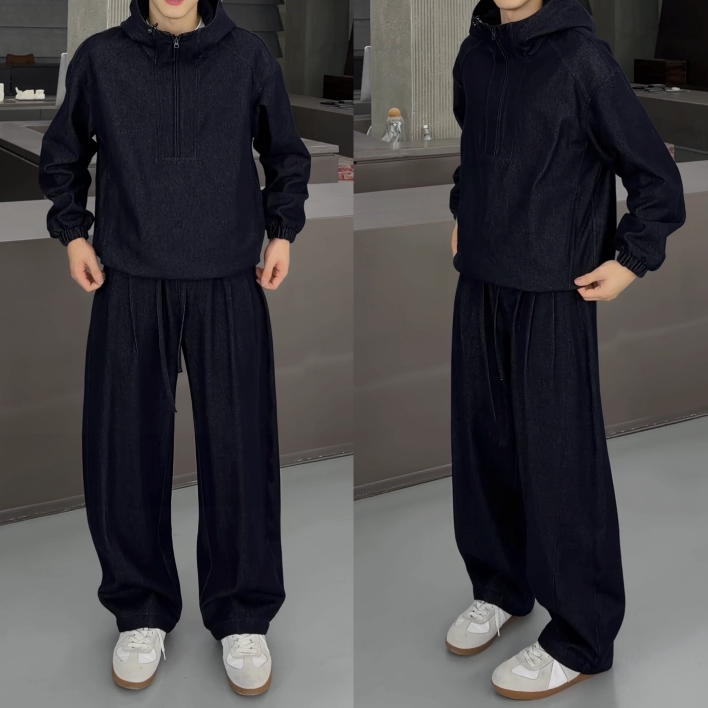 男士秋季高级感连帽卫衣两件套潮