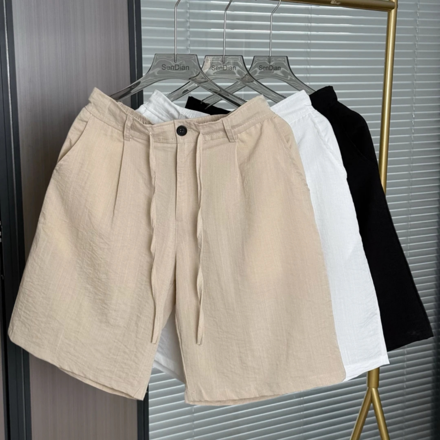 松弛感老钱风休闲短裤夏季新款男士时尚简约百搭纯色高级感五分裤