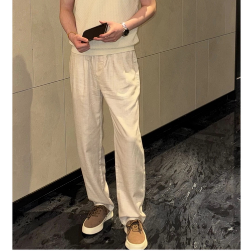 夏季男士老钱风轻薄透气直筒长裤
