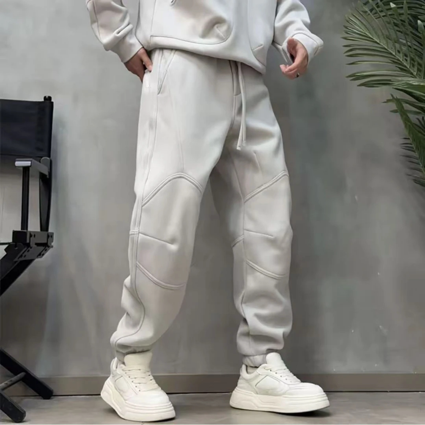 冬季时尚男士束脚运动裤保暖长裤韩版加绒加厚休闲裤明线设计潮流