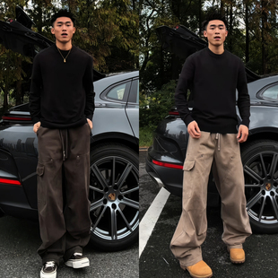 立体设计感冬季男士重磅美式弯刀直筒工装裤伐木休闲裤长裤帅气潮