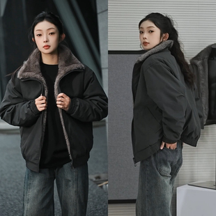 【两面穿座山雕】冬季重磅保暖加厚加绒高级感时尚翻领外套夹克男