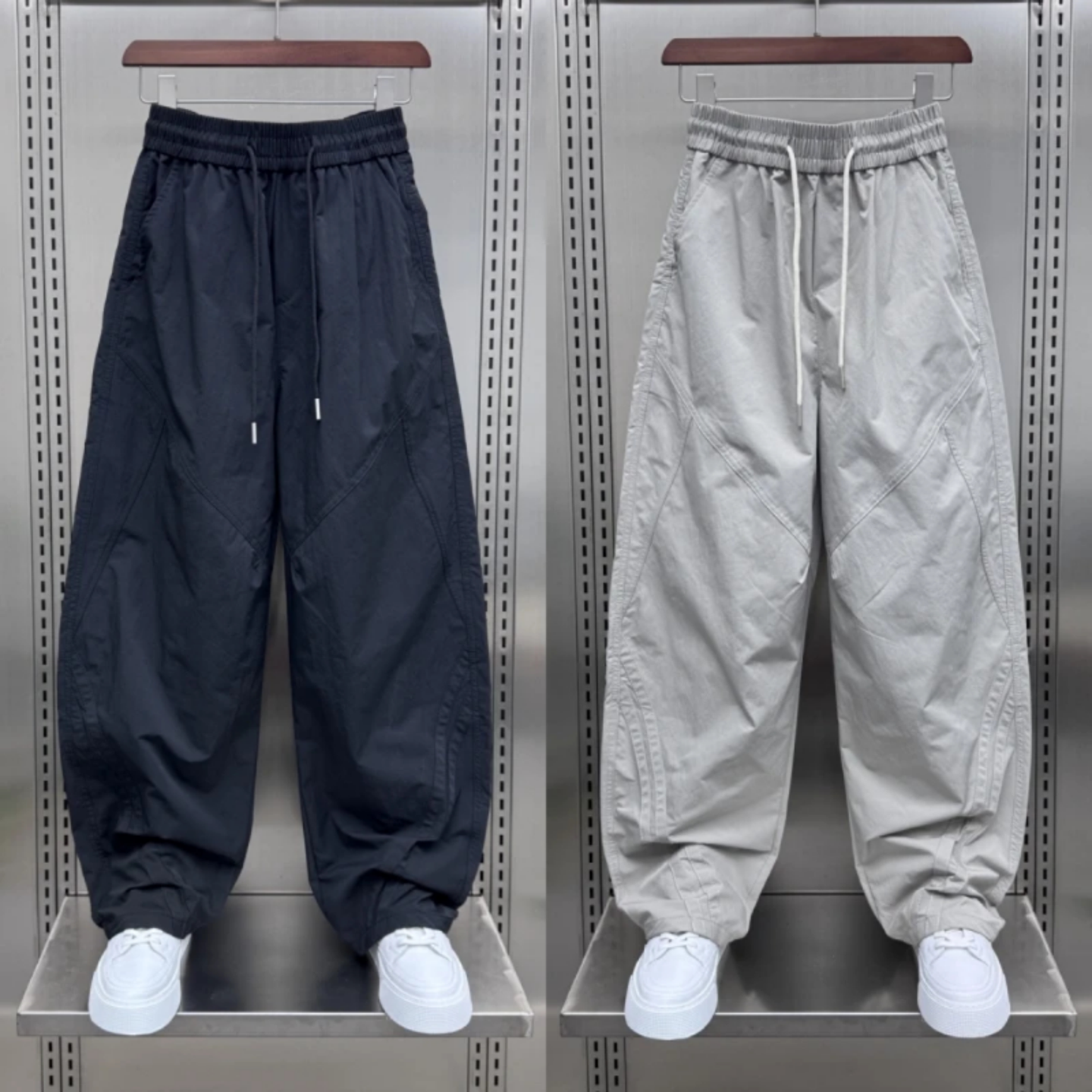 夏季薄款立体剪裁男士弯刀阔腿裤