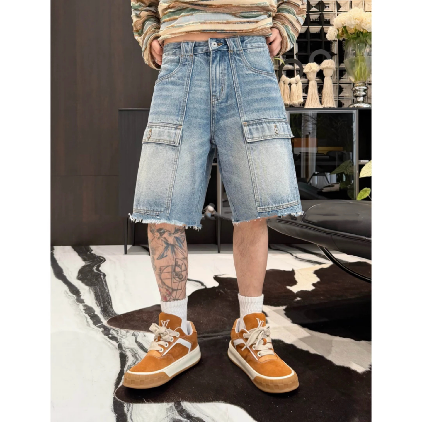 多口袋设计水洗牛仔短裤夏季新款男士时尚潮流韩版休闲裤痞帅高级